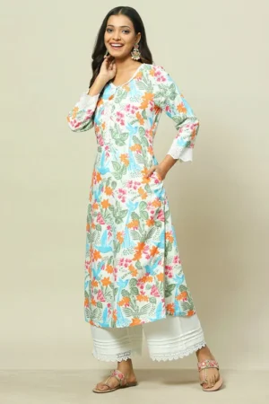 White LIVA Straight Kurta