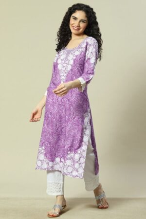 Purple LIVA Straight Kurta